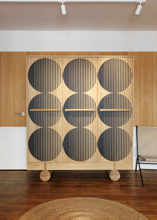 Large Cabinet - Cylinder Base // Natural Oak // H1750 / W1510 / D4050mm
