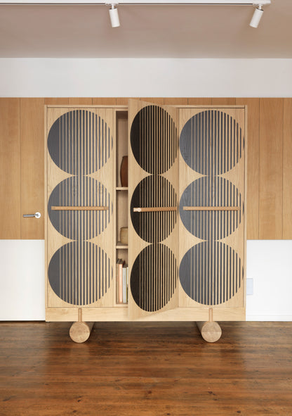 Large Cabinet - Cylinder Base // Natural Oak // H1750 / W1510 / D4050mm